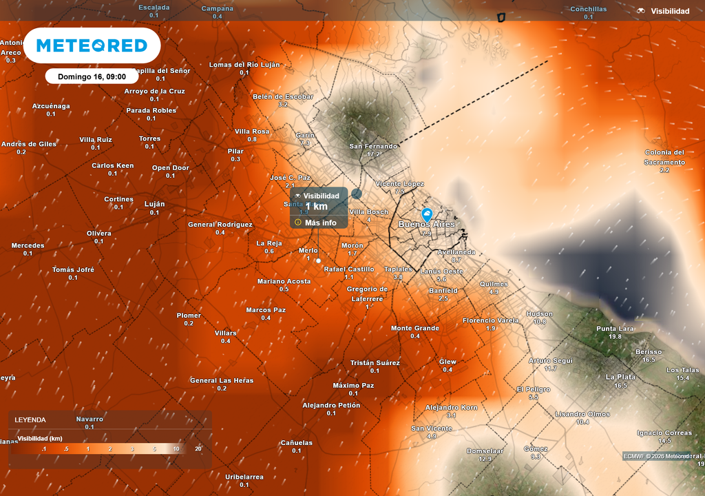 Visibilidad__Domingo 16 de Agosto a las 9 h. Visibilidad según el modelo ECMWF el Domingo 16 de Agosto a las 9 h.
