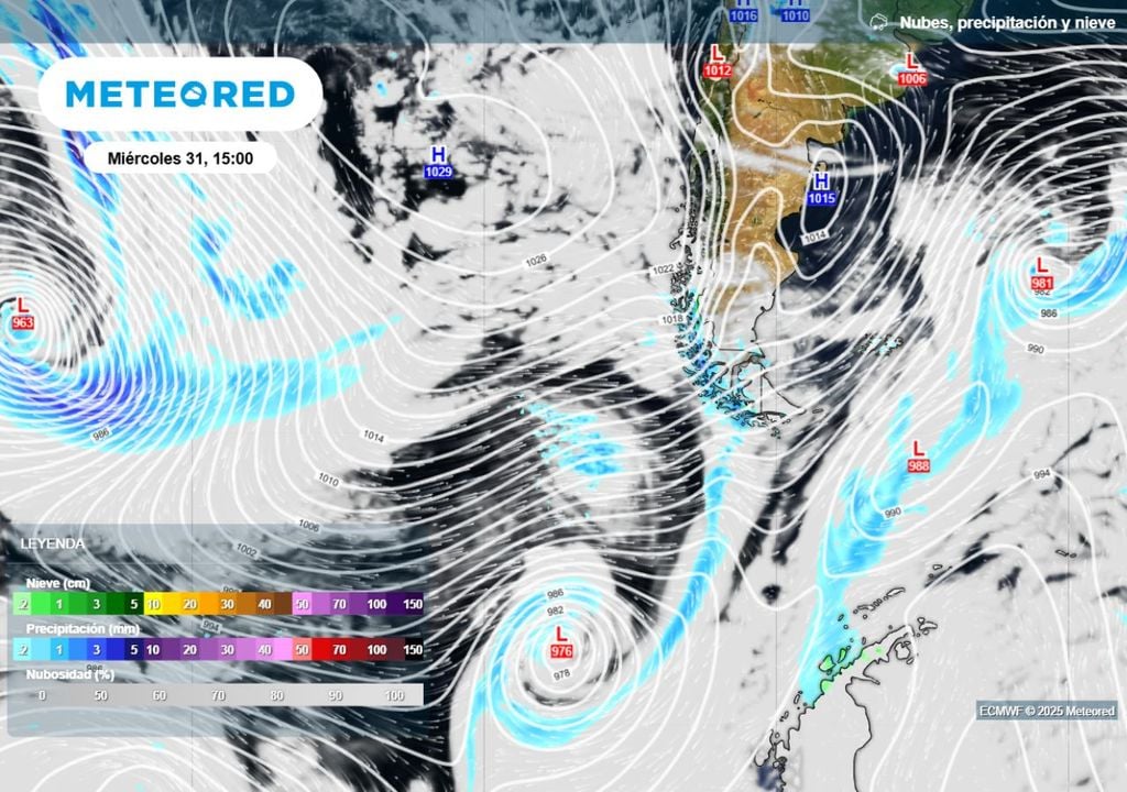mapa de precipitaciones e isobaras