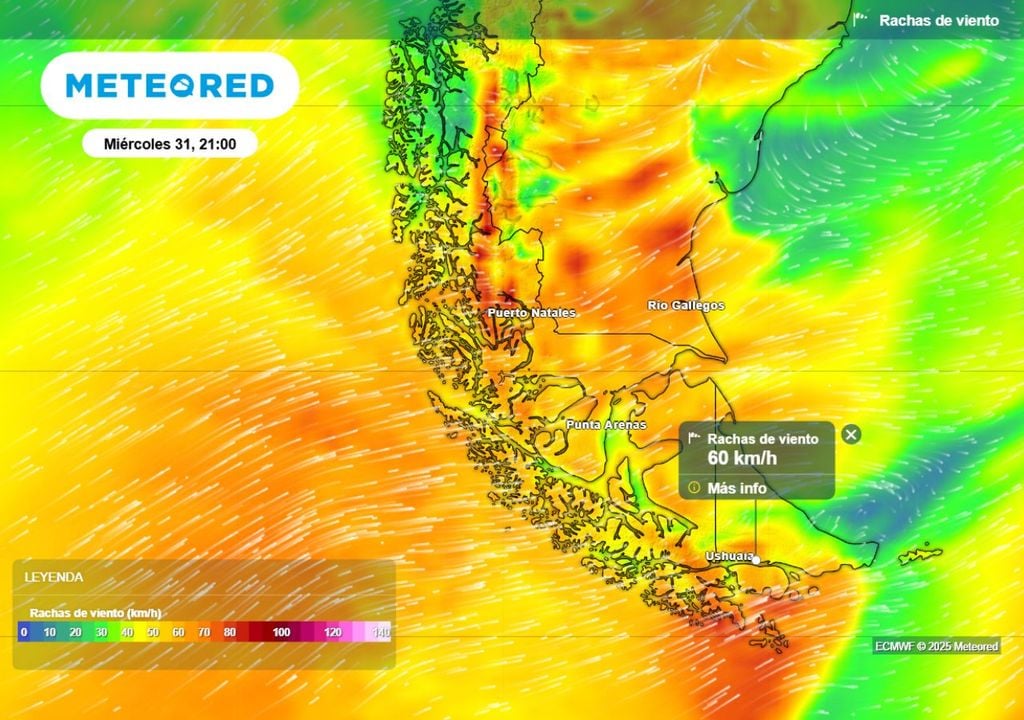 mapa de rachas de viento