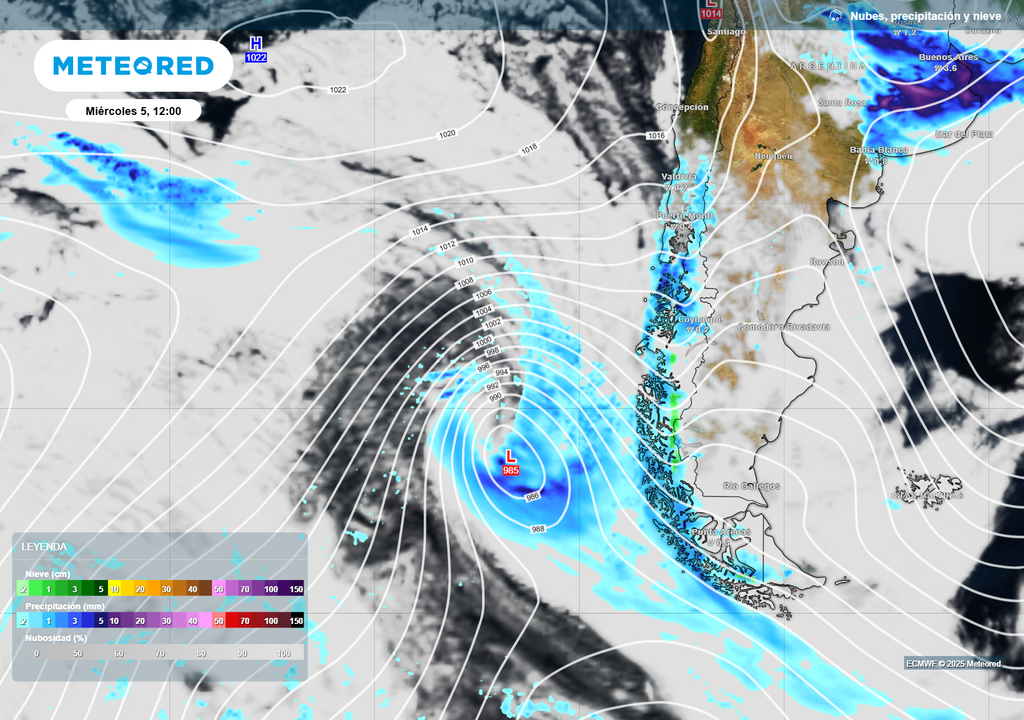 mapa de lluvia y nieve.