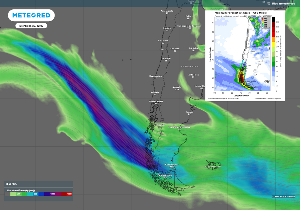 mapa de río atmosférico.