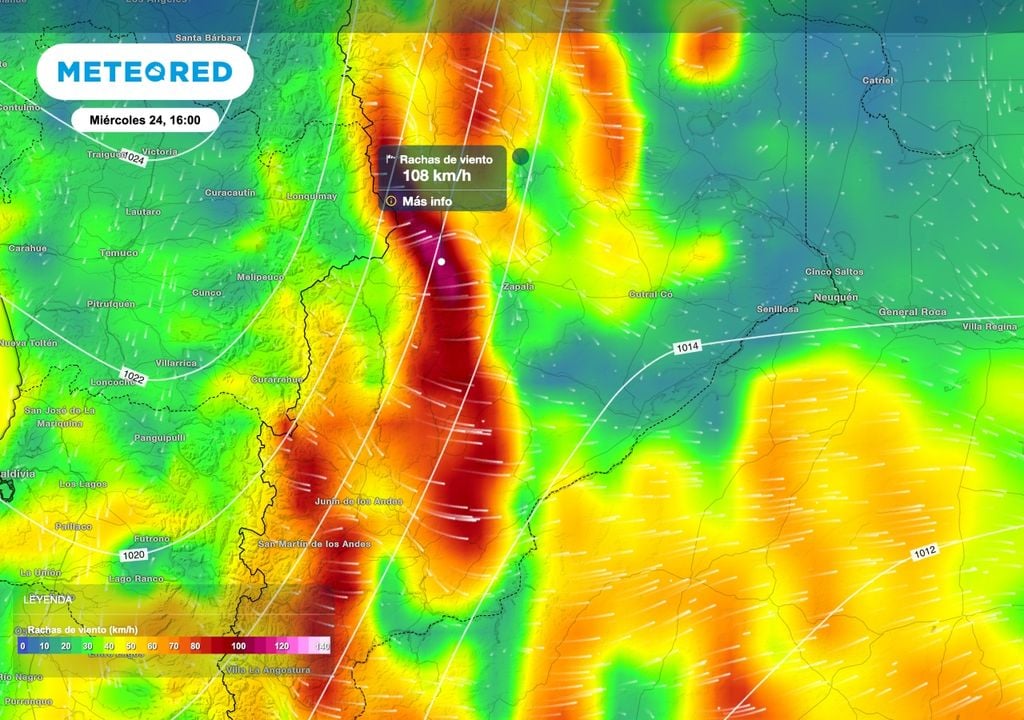Ventoso Zapala El miércoles 24 de junio, tras el paso de un sistema frontal, algunos sectores precordilleranas tendrán períodos de viento intenso. Se espera que al oeste de Zapala, sobre Primeros Pinos y hacia Pino Hachado, las ráfagas podrán superar los 100 km/h.