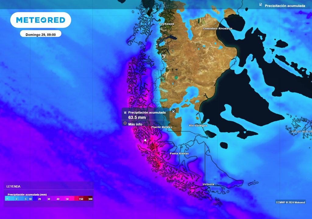Mapa de precipitación acumulada.