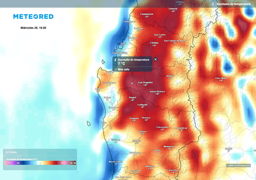 Dorsal en altura se quedar&aacute; hasta el mi&eacute;rcoles con calor sobre los 30 &deg;C y viento de 50 km/h en el centro-sur de Chile