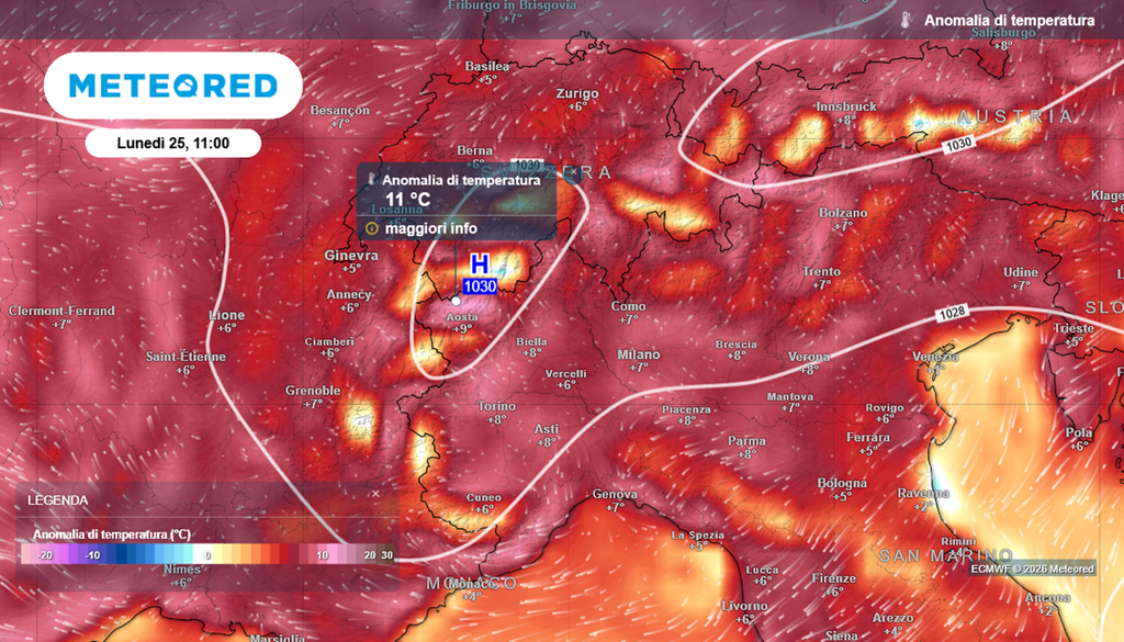 anomalia termica alpi nord Le anomalie termiche previste sull'Italia del nord nella giornata di lunedì 25 maggio 2026 saranno davvero molto importanti.