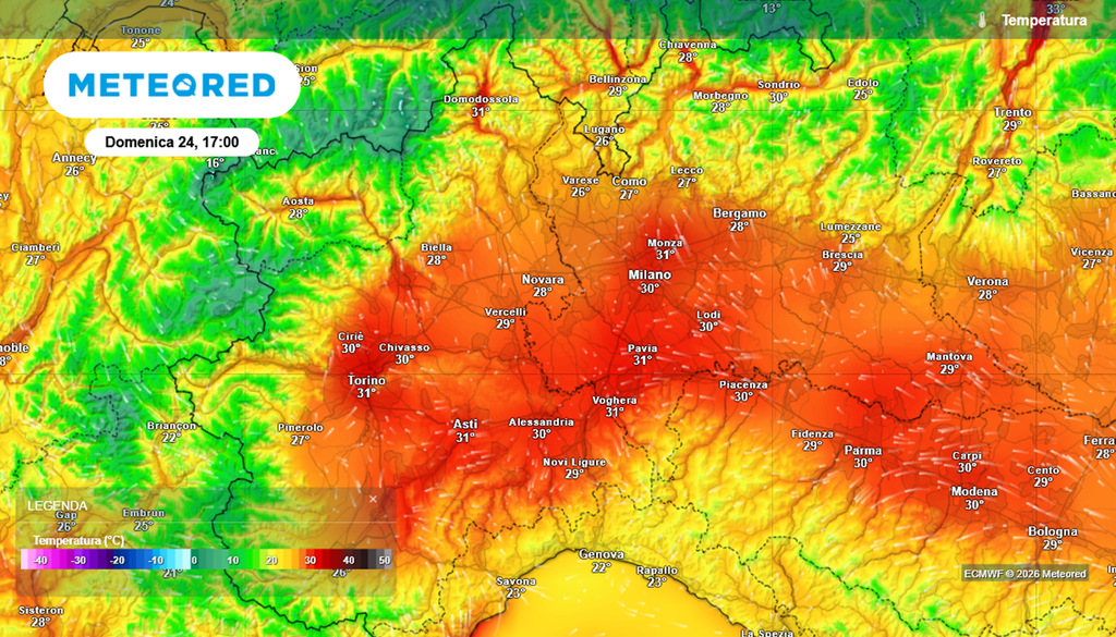 temperature italia 24 maggio meteo Possibili temperature massime registrate in Italia domenica 24 maggio, nel pomeriggio.