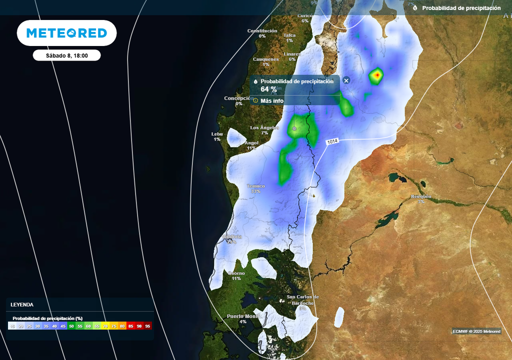 Dos bajas segregadas para Chile centro sur esta semana, Meteored