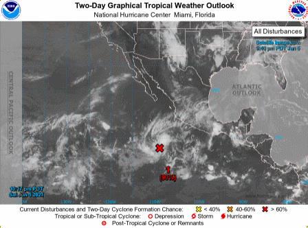 Dos bajas tropicales vigiladas en el Pacífico Oriental