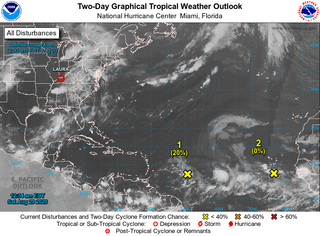 Dos nuevas zonas son monitorizadas en el Atlántico tropical por el NHC