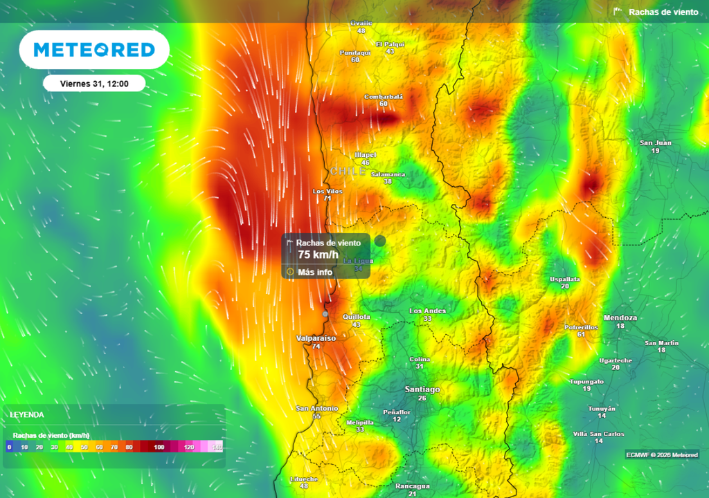 El viento también soplará con fuerza durante el viernes en el centro norte, particularmente en el litoral.