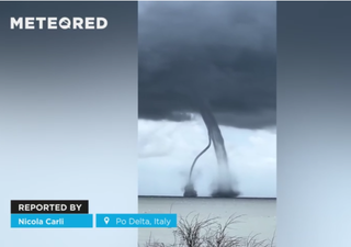 Dos trombas marinas se formaron en el Delta del Po, Italia. La inusual formación sorprendió a los habitantes de la zona