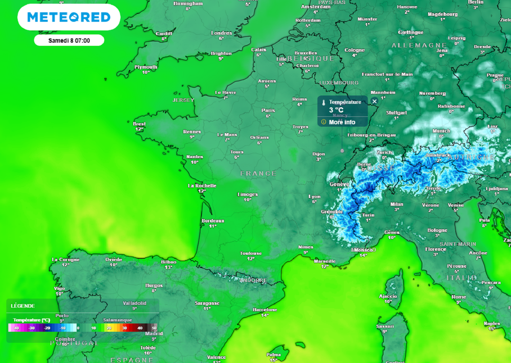 En fin de semaine, le risque de gelées matinales aura disparu (modèle ECMWF).