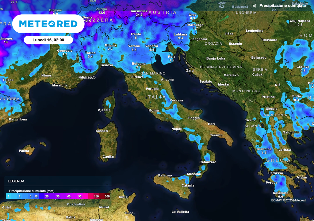 Precipitazione cumulata in Italia Precipitazione cumulata in Italia