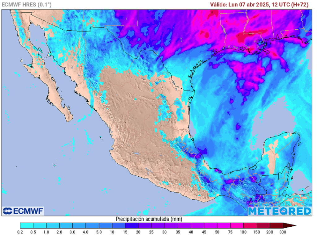 Pronóstico de precipitaciones en milímetros