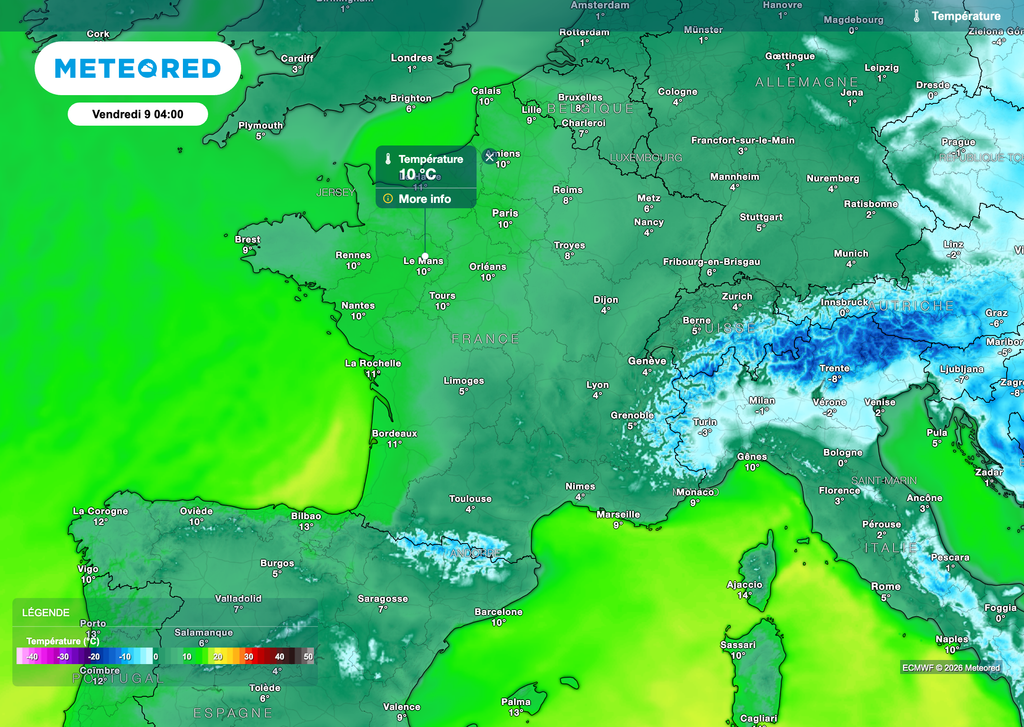 Une douceur marquée va s'inviter par l'ouest d'ici la nuit de jeudi à vendredi. Une douceur marquée va s'inviter par l'ouest d'ici la nuit de jeudi à vendredi.