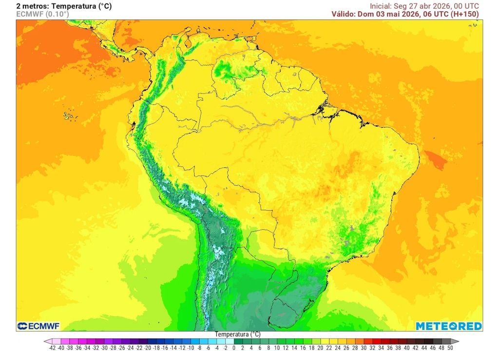 Previsão de temperaturas no domingo durante a madrugada mostra que temperaturas baixíssimas podem ser registradas novamente no RS, em SC e sul do PR, com chance de novas geadas.