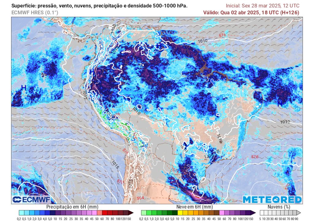 Previsão de chuvas na próxima quarta-feira durante a tarde.