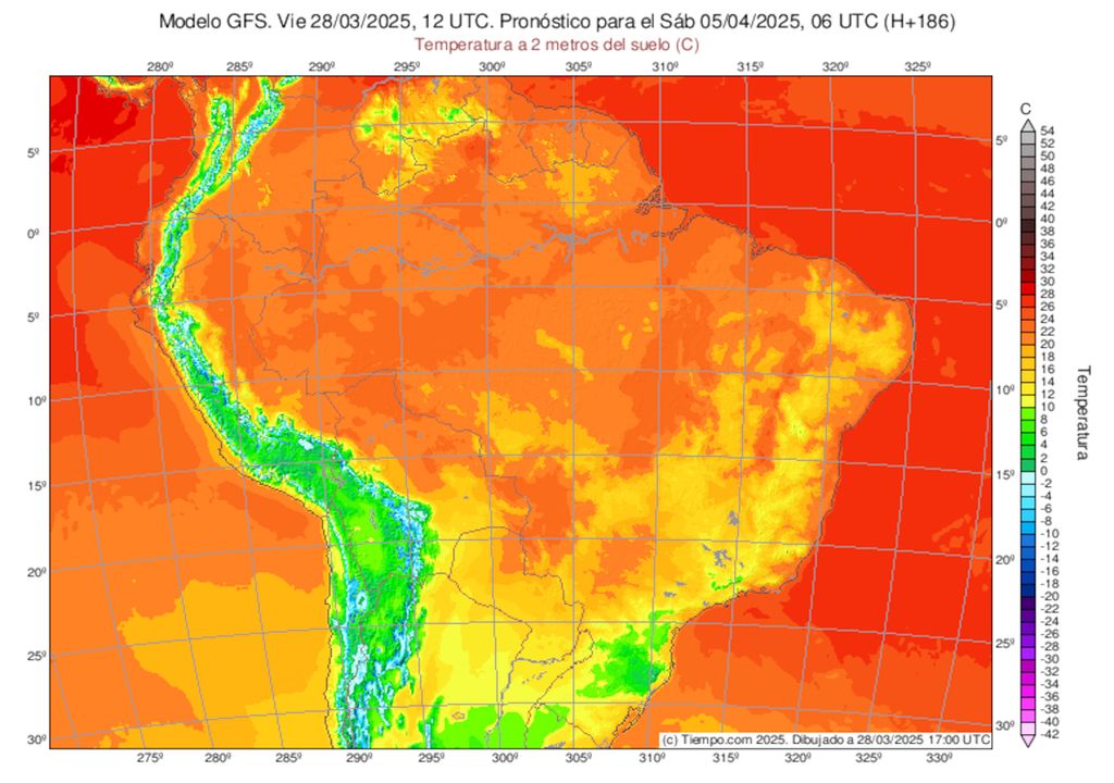 Previsão de temperaturas no próximo sábado (05) durante a madrugada.
