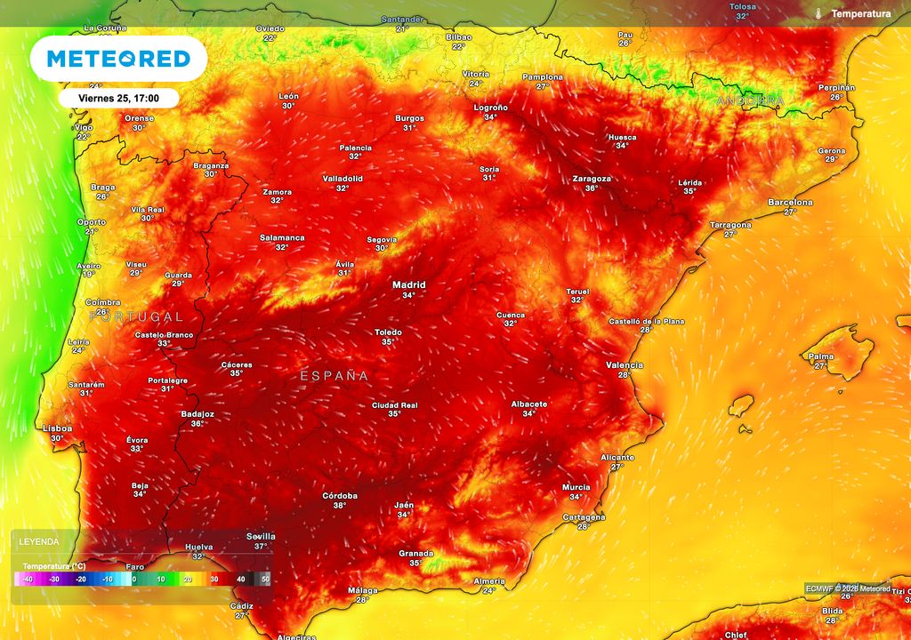 El viernes será la jornada más cálida de la semana, con máximas de hasta 38 o incluso 39 ºC en el valle del Guadalquivir.