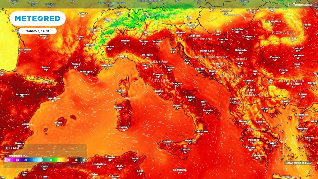 Fine settimana con temperature prossime ai 40°C sulle regioni meridionali