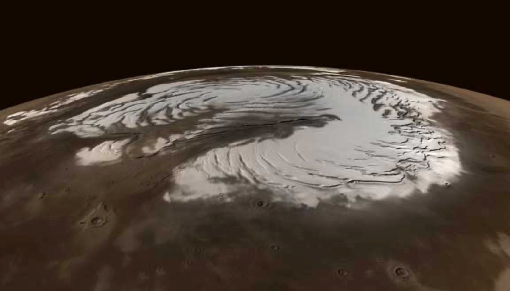 Marte Il pianeta Marte possiede risorse naturali, come l'acqua, che potrebbero essere sfruttate in loco in una futura colonizzazione.
