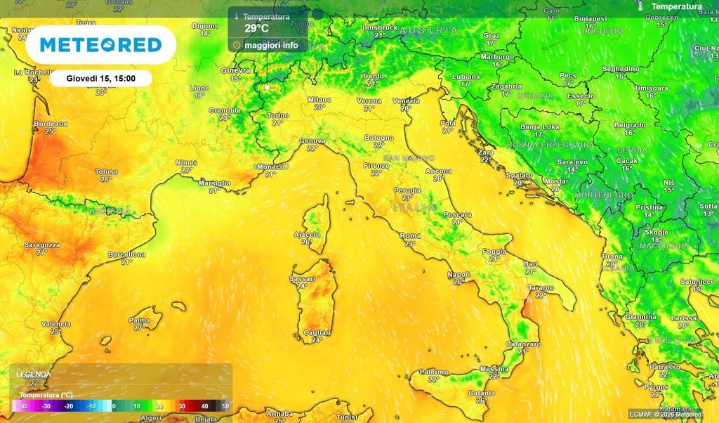 Temperature massime Anche in Valle D'Aosta giovedì si riusciranno a sfiorare i 30 °C.