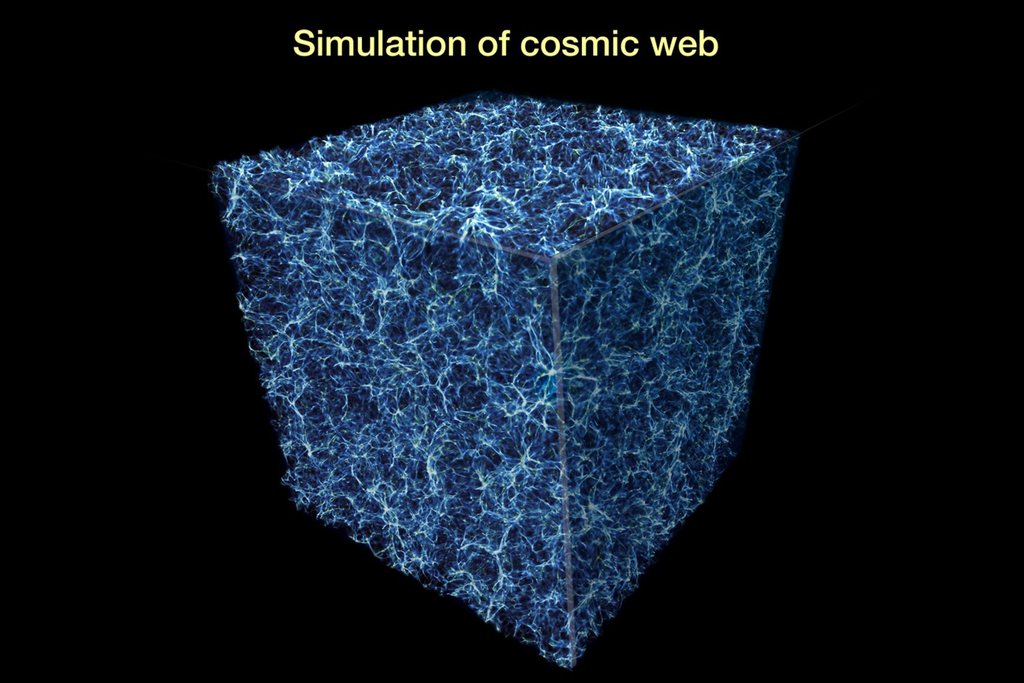 La red cósmica que observamos hoy en día puede haber sido moldeada por campos magnéticos débiles que se formaron en los primeros momentos del universo. Crédito: NASA La red cósmica que observamos hoy en día puede haber sido moldeada por campos magnéticos débiles que se formaron en los primeros momentos del universo. Crédito: NASA