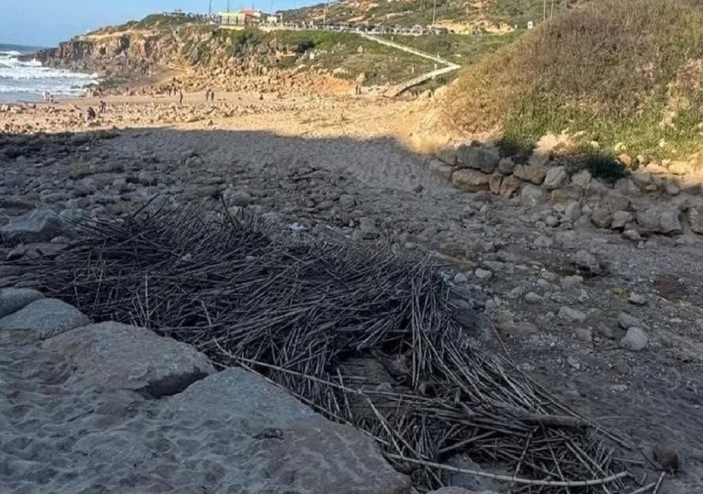O areal da praia do Magoito, em Sintra, quase desapareceu após as tempestades dos últimos meses. Foto: Câmara Municipal de Sintra
