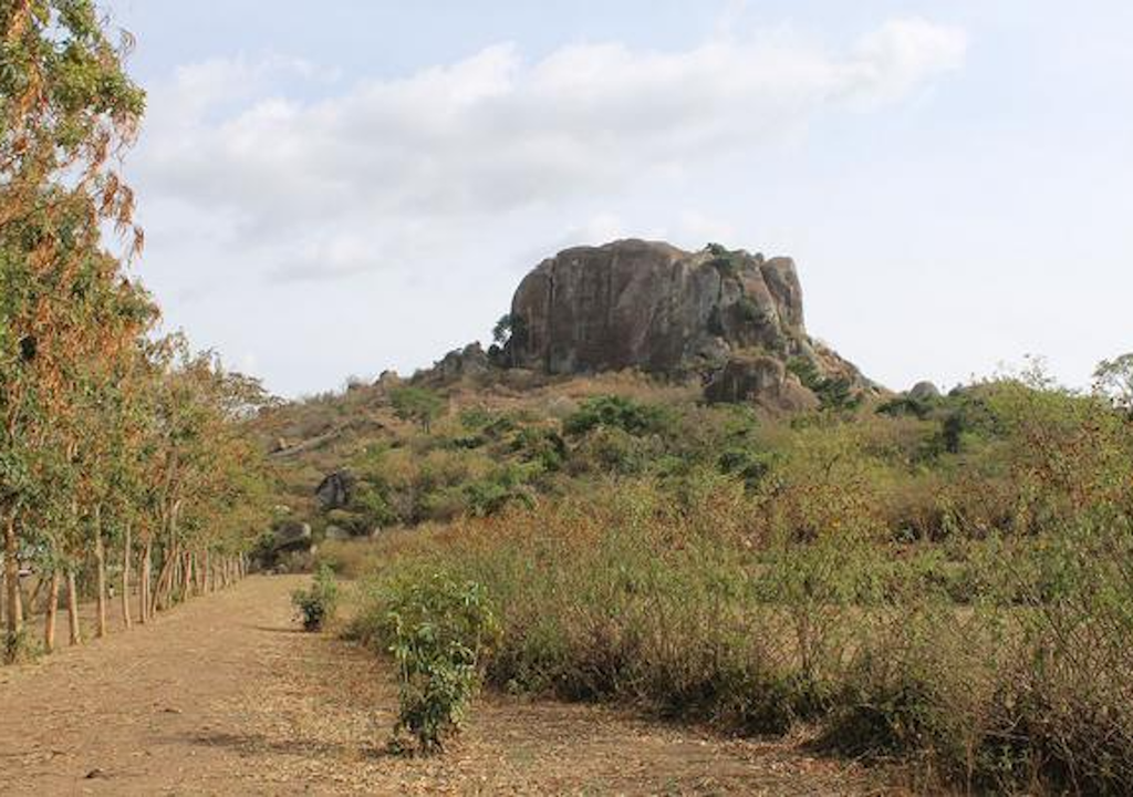 Located in the foothills of Mount Elgon near the Kenya-Uganda border, Kakapel Rockshelter is the site where WashU archaeologist Natalie Mueller and her collaborators have uncovered the earliest evidence for plant farming in east Africa. Credit: Steven Goldstein.