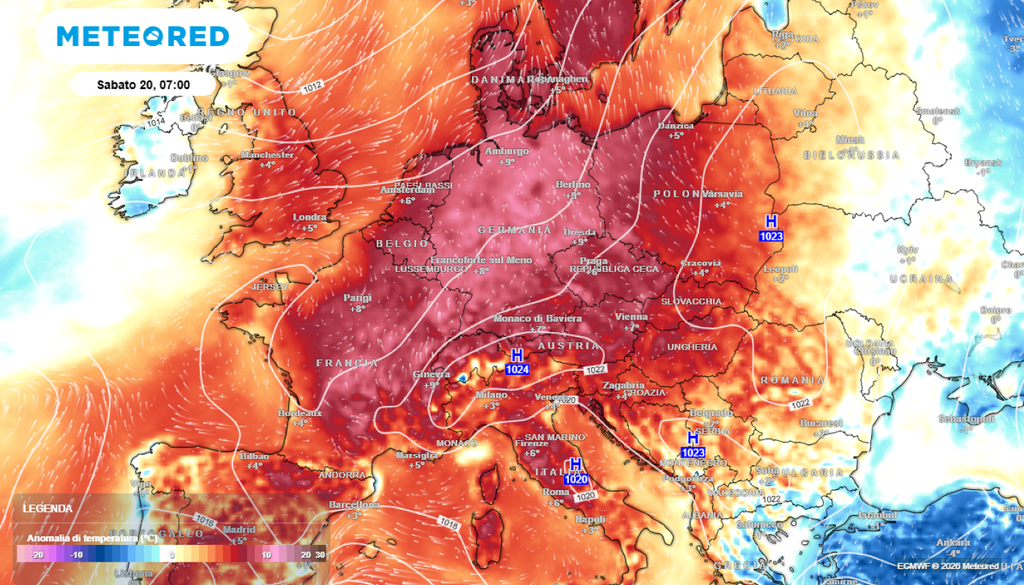 Caldo, anticiclone africano. L'intensa ondata di calore che sta interessando gran parte dell'Europa, spingendo i termometri su valori di oltre +10°C sopra la media.