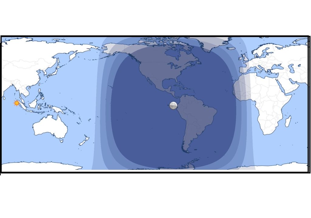 Eclipse Lunar Penumbral del 25 de marzo de 2024: Mapa: TimeAndDate.