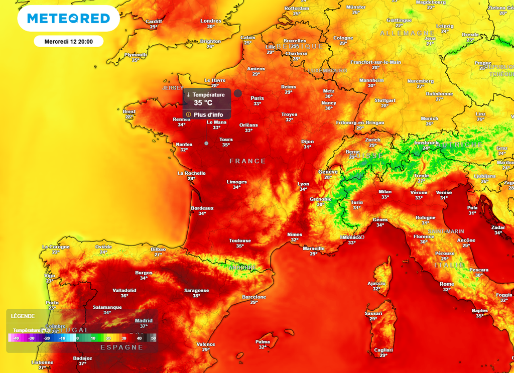 Au moment de l'éclipse solaire, la chaleur sera forte avec encore plus de 35°C par endroits.