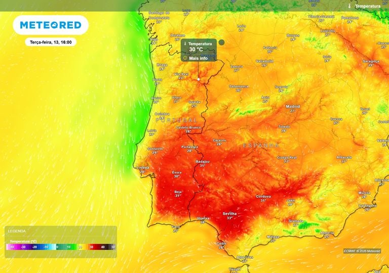ECMWF insiste em temperaturas elevadas para a &eacute;poca: at&eacute; dia 18 os term&oacute;metros dever&atilde;o manter-se perto dos 30 &ordm;C