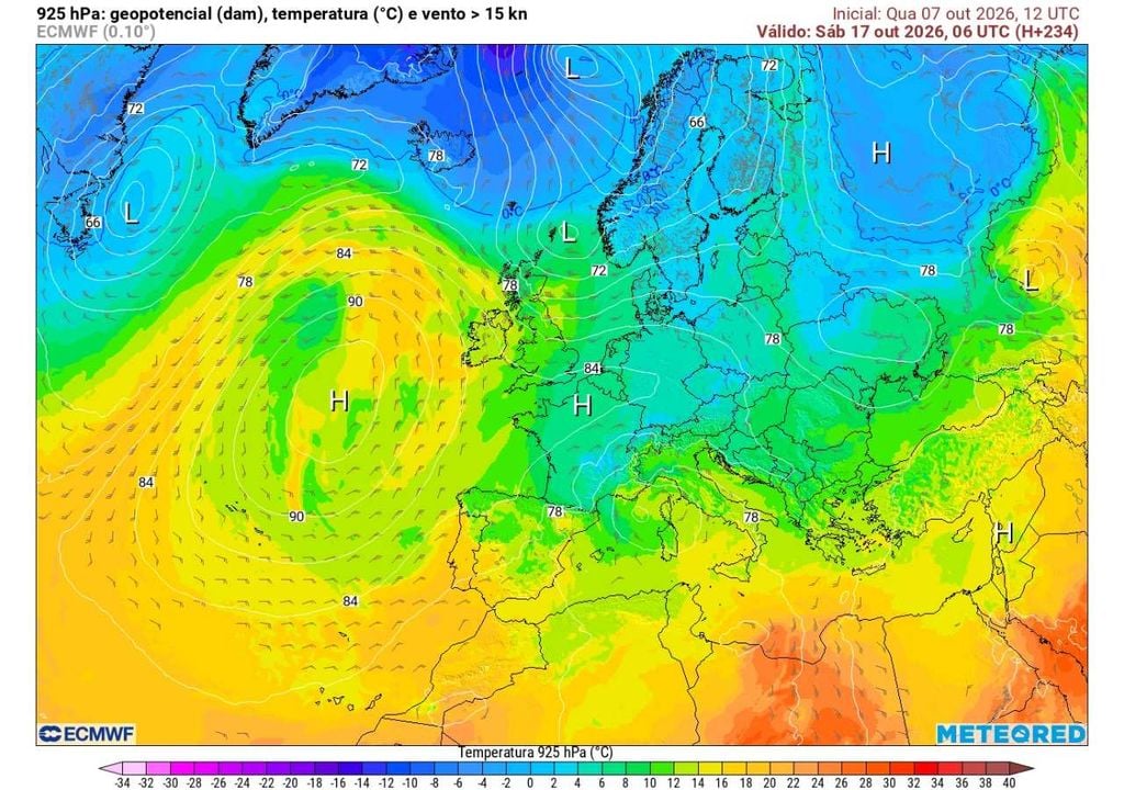 Na segunda metade do mês, o padrão atmosférico começa a mudar, com o desenvolvimento de um bloqueio no norte da Europa, enquanto as altas pressões continuam robustas no Atlântico, a noroeste de Portugal.