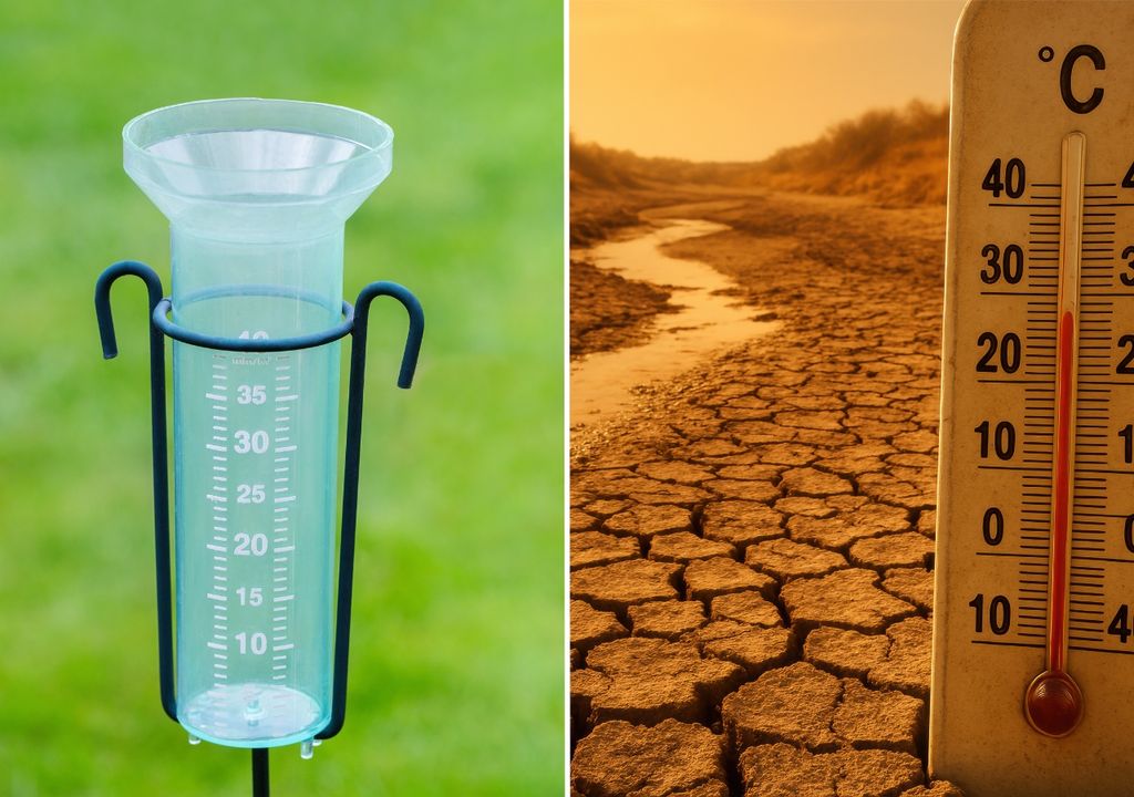 pluviómetro y termómetro