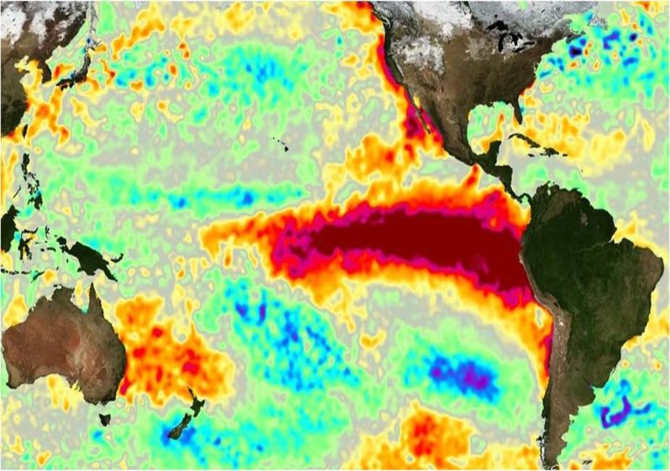 anomalias de temperatura do mar, El Niño, 1998