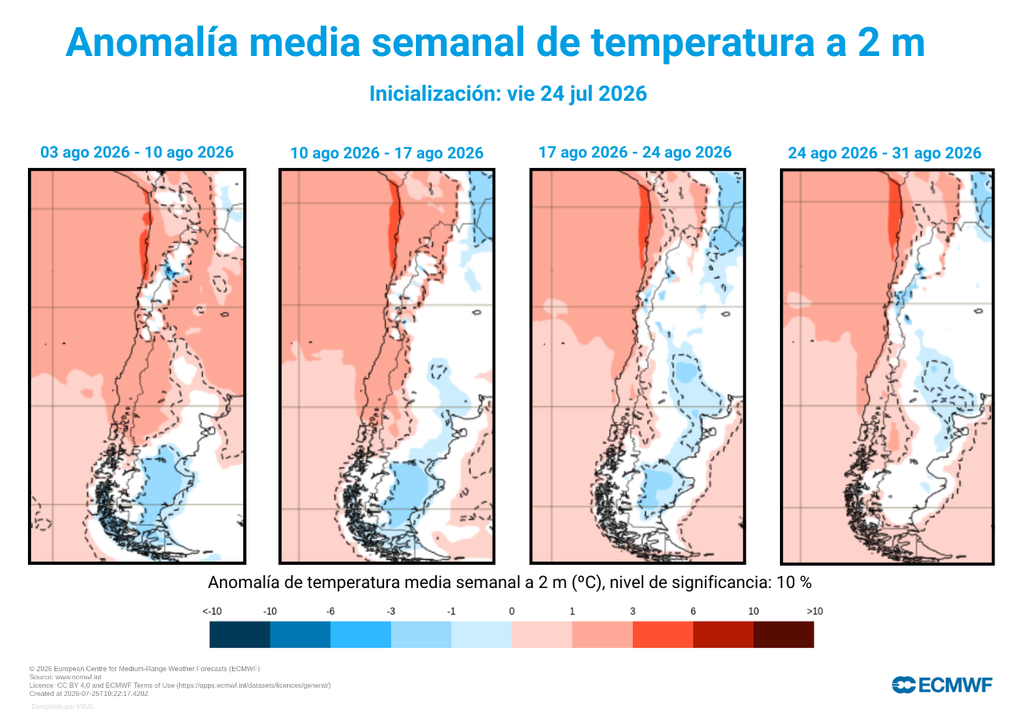 La posibilidad de que se produzcan precipitaciones con isoterma cero alta será una preocupación recurrente durante agosto.