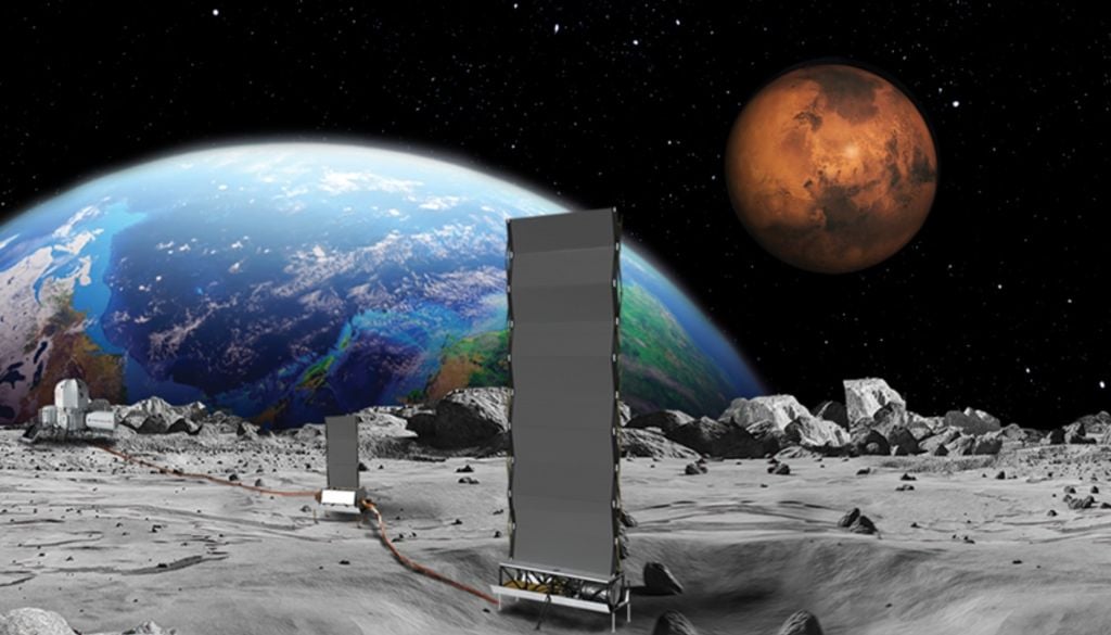 Imagen conceptual del proyecto de energía de fisión superficial de la NASA. Crédito: NASA.