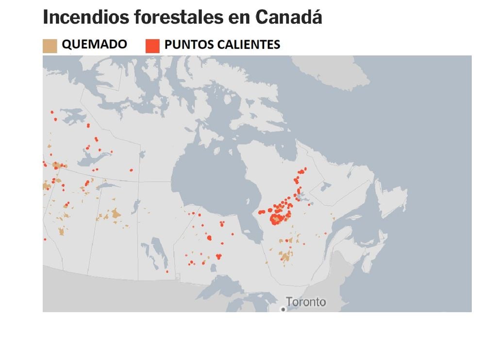 Incendios en Canadá. humo llega a EEUU calidad del aire peligroso