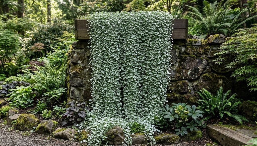 Una cortina plateada que cae con fuerza y marca el efecto cascada desde lejos.