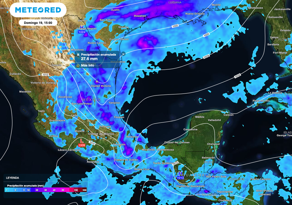 Los principales aguaceros se registrarán en Tamaulipas, Nuevo León, Hidalgo, Puebla, Veracruz y Oaxaca, donde se esperan acumulados de hasta 40 mm.