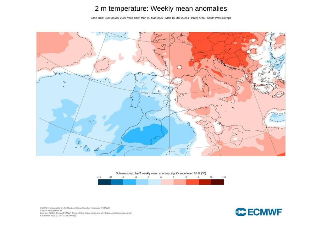 O modelo Europeu prevê temperaturas entre 1 e 3 ºC inferiores à média em Portugal continental, Açores e Madeira no decurso da presente semana.