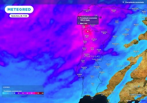 Eis como ser&aacute; o tempo em Portugal at&eacute; domingo, 30 de agosto, de acordo com os mapas da Meteored