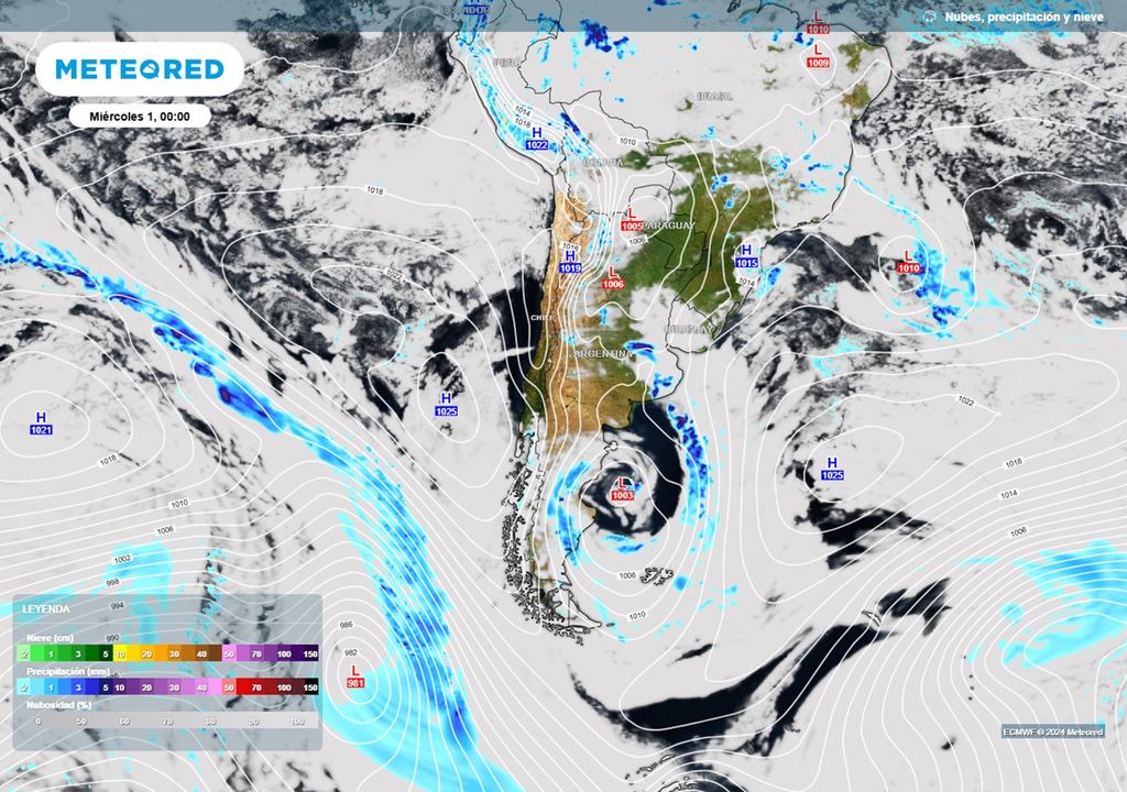 mapa de presión, nubes y precipitaciones mapa de presión, nubes y precipitaciones