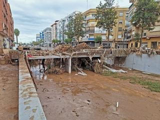 El 29-O el barranco de La Saleta condujo hasta Aldaia casi tanta agua como lleva el Ebro en Tortosa