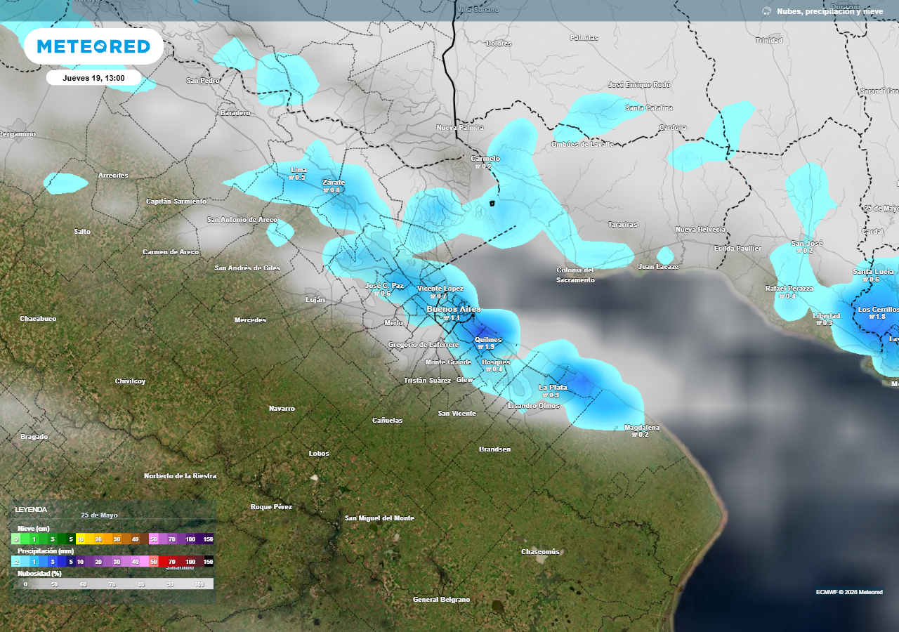 El jueves mantiene ciertas probabilidades de precipitación en el AMBA en la primera parte del día.