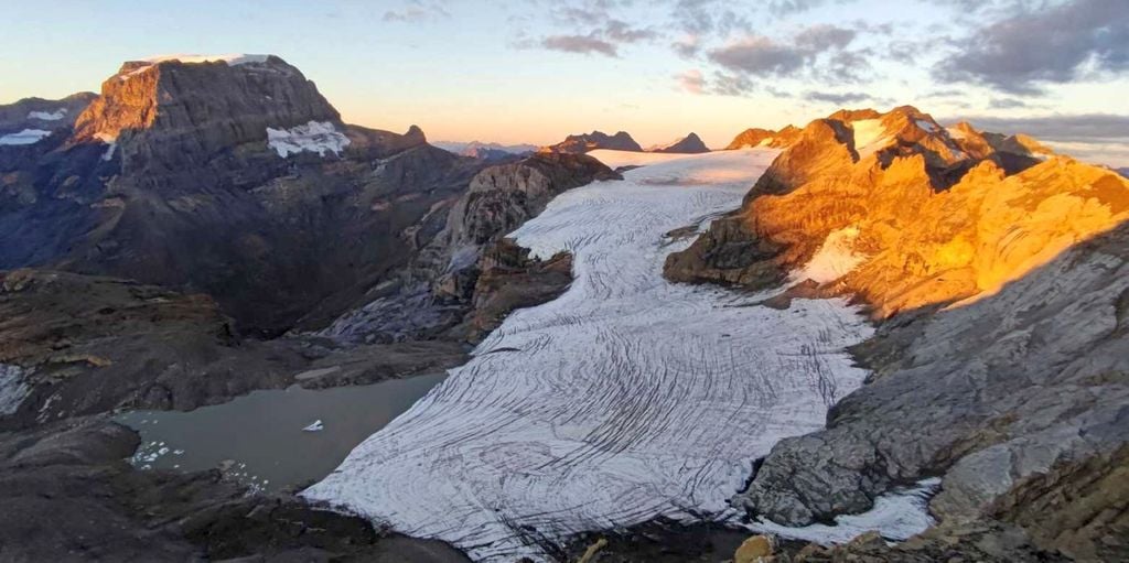 El glaciar Claridenfirn, en el cantón de Glarus, estará completamente libre de nieve en septiembre de 2026. (Imagen: Matthias Huss, VAW, ETH Zúrich)