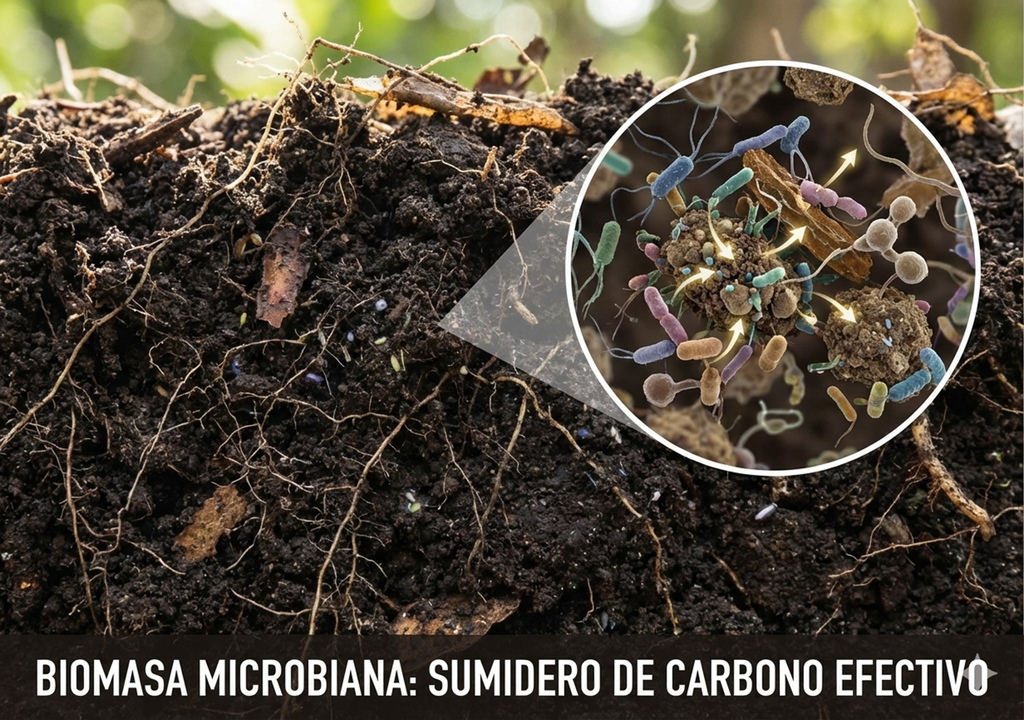 la biomasa microbiana actúa como un sumidero biológico más efectivo, ralentizando la degradación de la materia orgánica y fortaleciendo la capacidad del suelo para secuestrar carbono a largo plazo. La biomasa microbiana actúa como un sumidero biológico más efectivo, ralentizando la degradación de la materia orgánica y fortaleciendo la capacidad del suelo para secuestrar carbono a largo plazo.