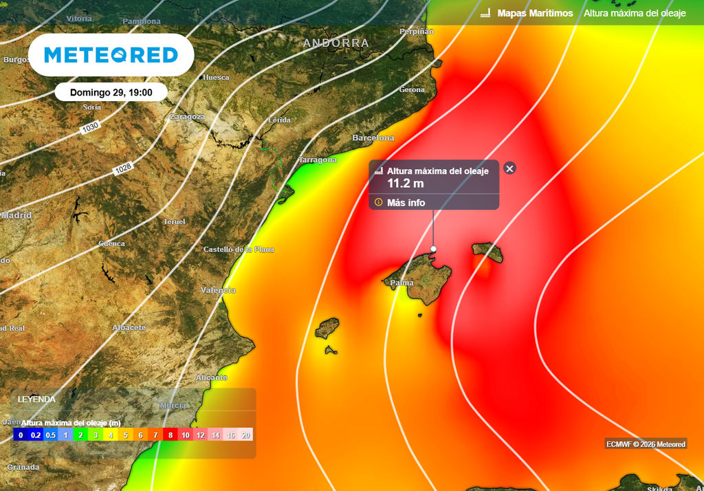 Algunas olas aisladas pueden sobrepasar los 11 metros en el norte de Mallorca y Menorca.