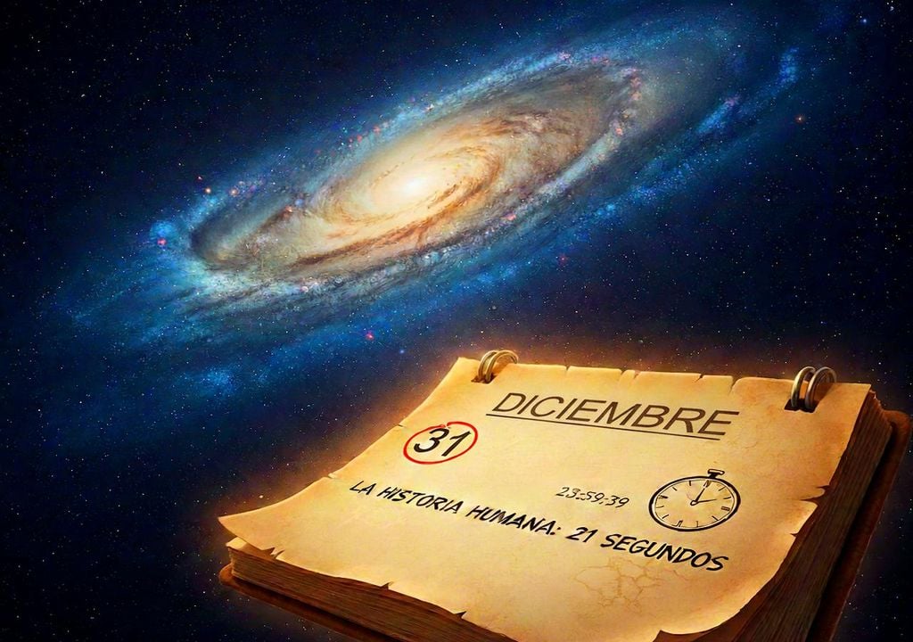 El Calendario Cósmico de Carl Sagan revela que los 13.700 millones de años del universo caben en un año terrestre, donde la humanidad solo ocupa los últimos 21 segundos.